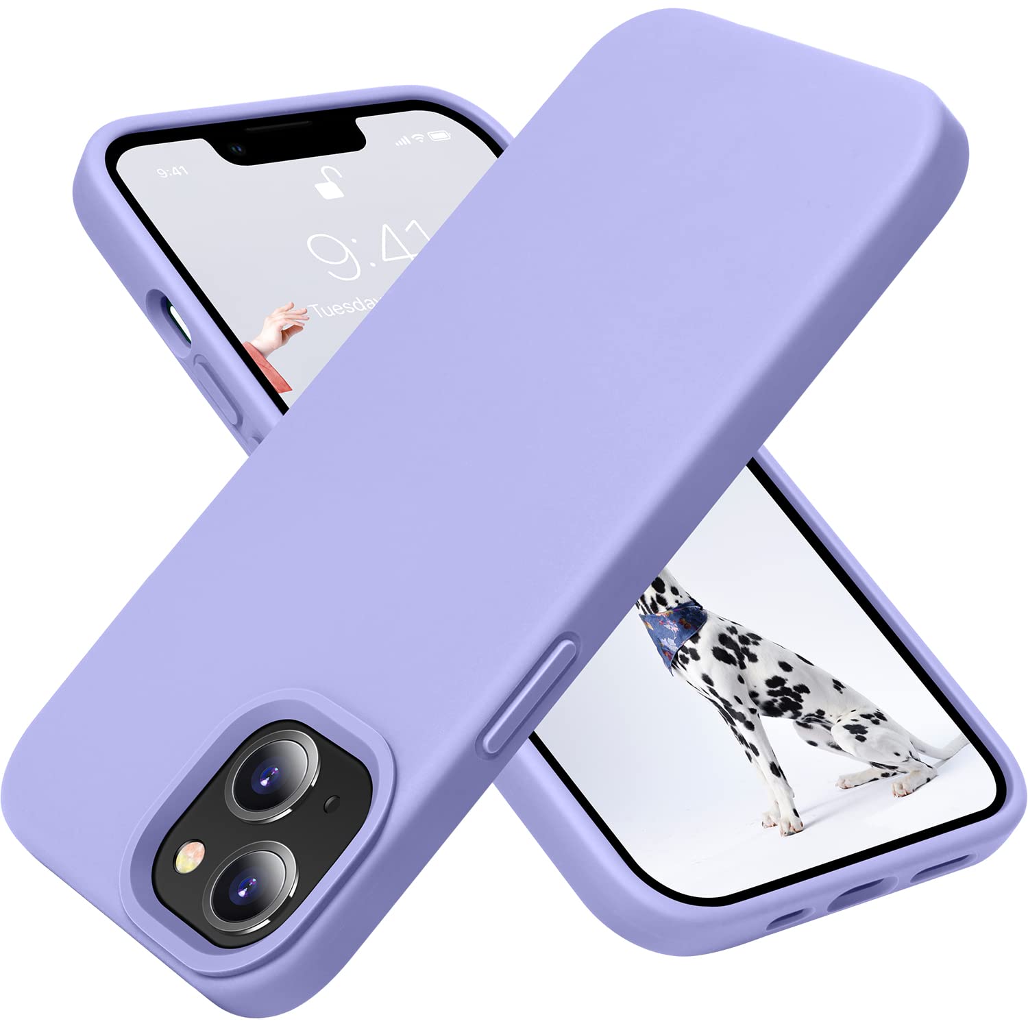 OTOFLY Compatible with iPhone 13 Mini Case,Liquid Silicone Slim Protective Shockproof Phone Case Cover with Anti-Scratch Microfiber Lining, 5.4 inch (Light Purple)