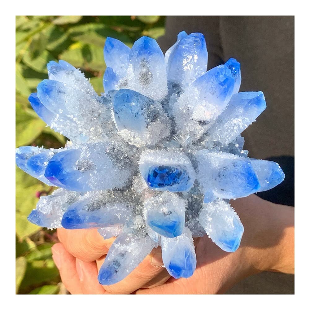 Tbkoly Cristal curativo Natural Cielo Azul Sueño Cristal Transparente Racimo Piedra Mineral Desmagnetización Purificación de Piedra Energía curativa Decoración de Piedra (Size : 500-550g)