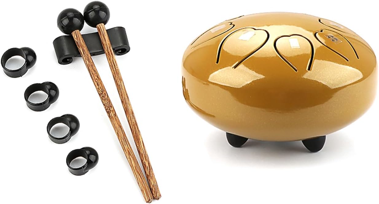 Large Steel Tongue Drum Percussion Instrument -Handpan Drum With Bag Music Book Mallets Finger-Picks 6 Inch 8 Tone