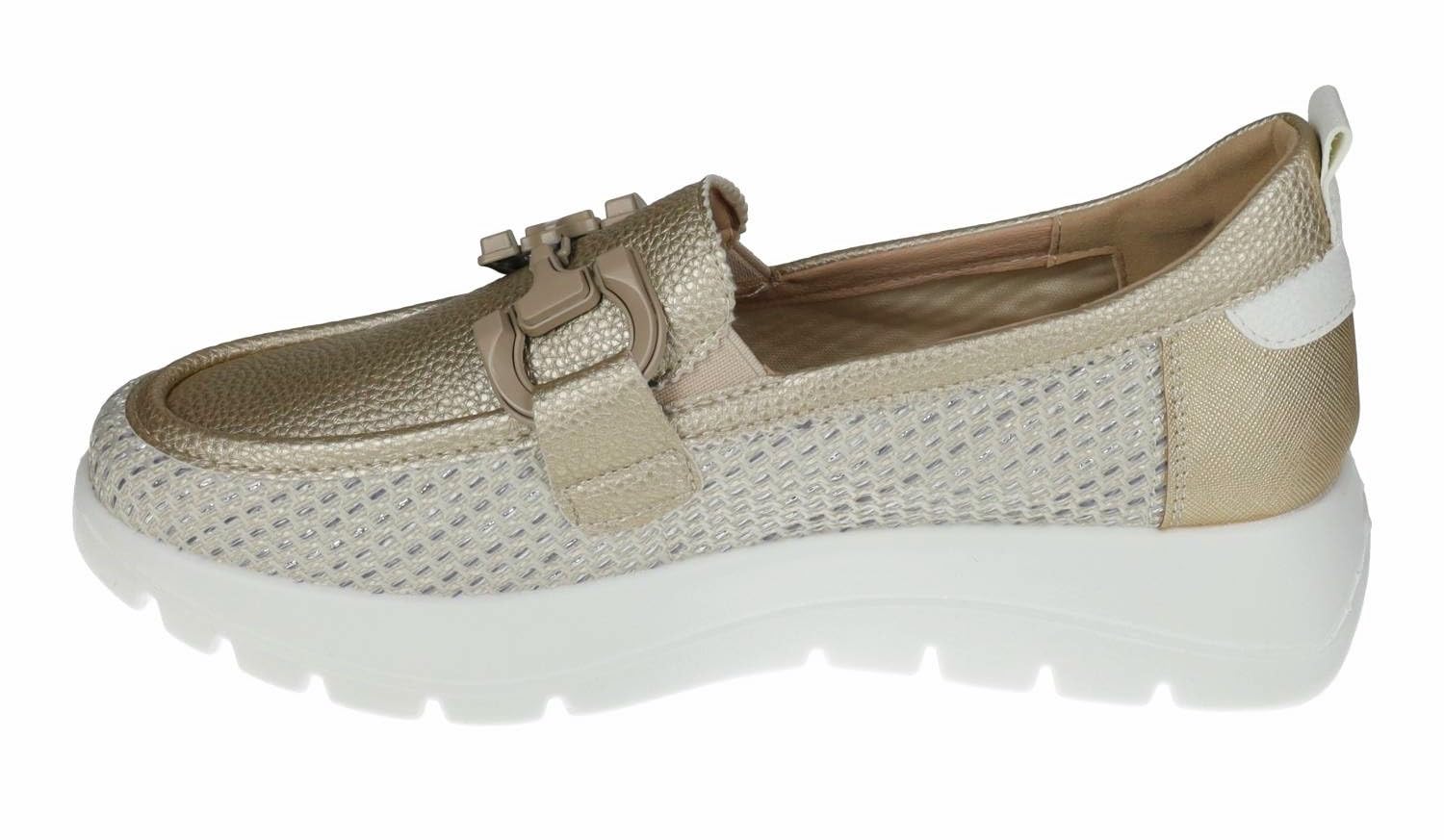mysoft 25M269 Mocasines Color Patino con Plataforma y Adorno metálico Mujer Zapatos MOCASÍN