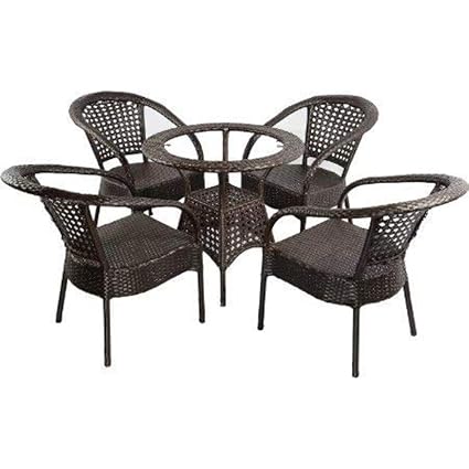 PRIME PIGEON Patio D-8 Indoor Outdoor Furniture GardenPatio Seating Set 4+1 (4 Chairs, 1 Table Set) Balcony Furniture Coffee Table Set