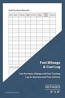 Fuel Mileage & Cost Log: Fuel Purchase, Mileage and Cost Tracker for Business and Fleet Vehicles | 110 Pages | 6 × 9 Format: Fuel Consumption and Mileage Record for Cars, Vans and Fleet Vehicles