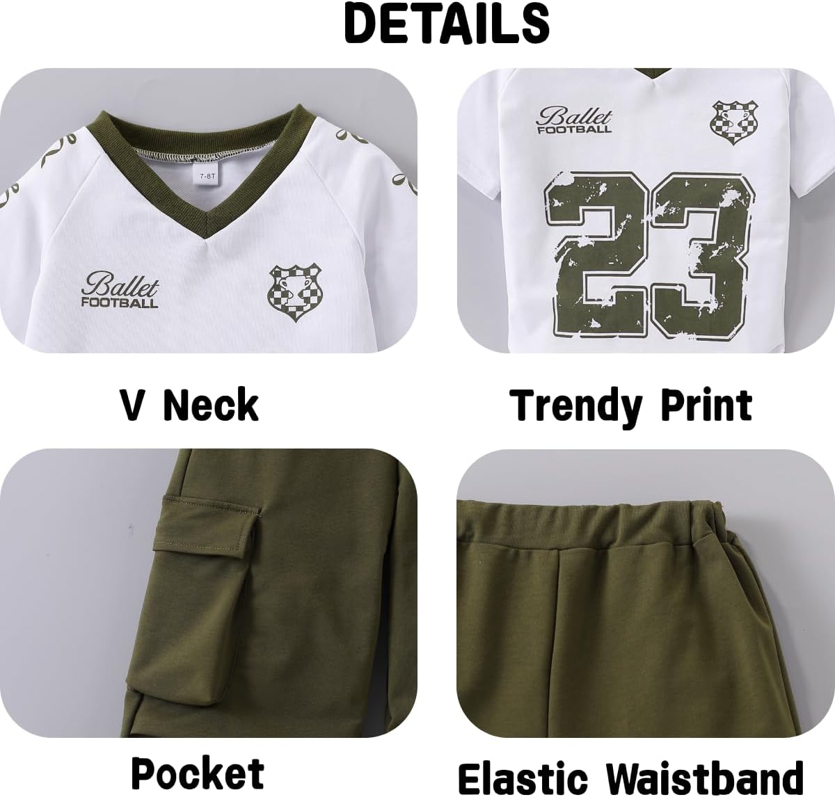 Tween Girls Clothes Short Sleeve Graphic T-Shirt Top + Cargo Pants 2pcs Outfit Set, Size 7-15Years Green 8-9 Years image 5 of 6 B0G413481Q