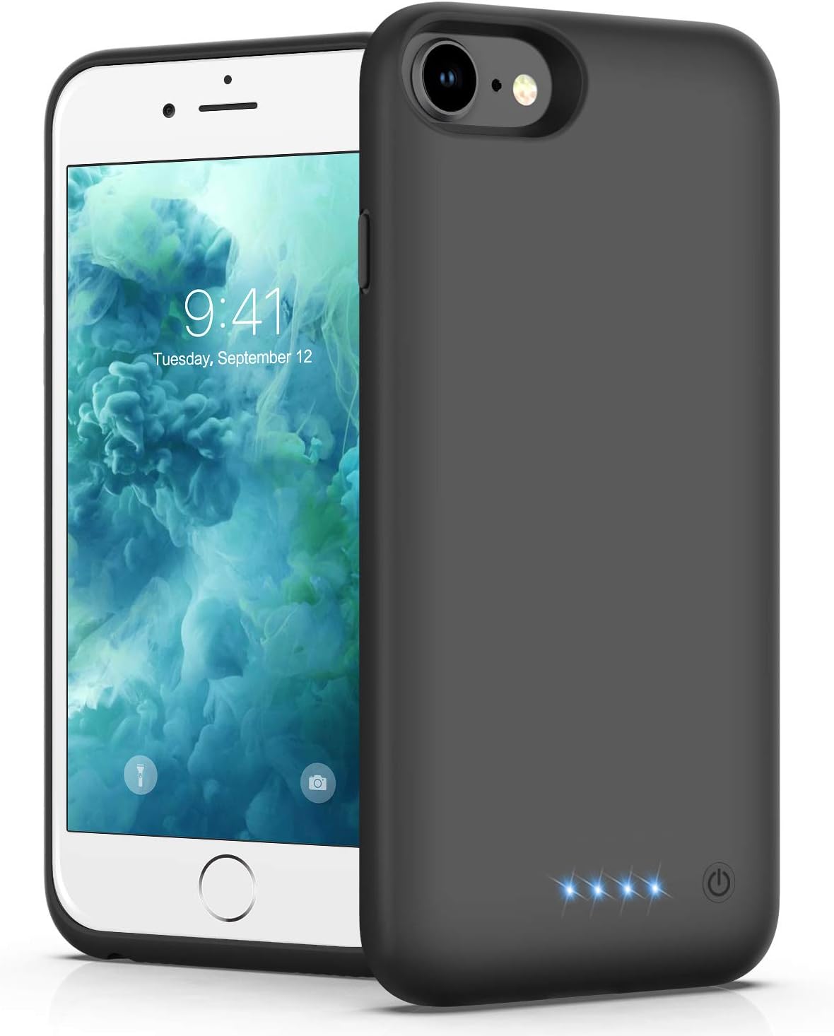 Battery Case for iPhone 6/6s/7/8, [Upgraded 6000mAh] Portable Ultra-Slim Protective Charging Case, Extended Rechargeable Smart Battery Pack, Backup Charger Case Power Bank Cover (Black)