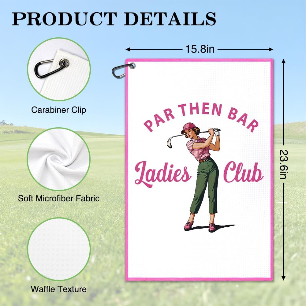 Ladies Club Golf Towel, Funny Golf Bag Towel with Clip for Women, Golfing Accessories for Women, Golfing Gifts for Lady Mom Grandma Golfer, Golfer's Club Christmas Birthday Retirement Gifts - Image 2