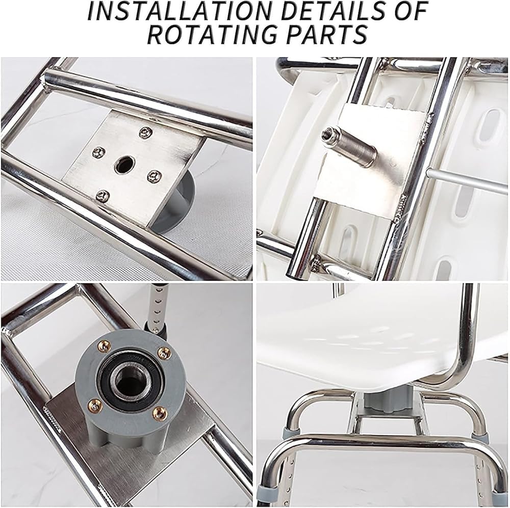 Silla de ducha giratoria para ancianos, taburete de baño ajustable en altura con reposabrazos y respaldo, asiento de bañera resistente de hasta 330 libras