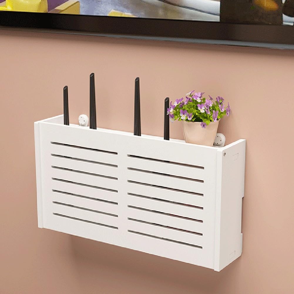 Wifi Router Storage Boxes, Wireless Router Rack Living Room Wall-Mounted WiFi Storage Box, For Storage Of Wires, TV Set-Top Boxes, Decorative Router Hider Rack Cable Organizer Box for Living Room