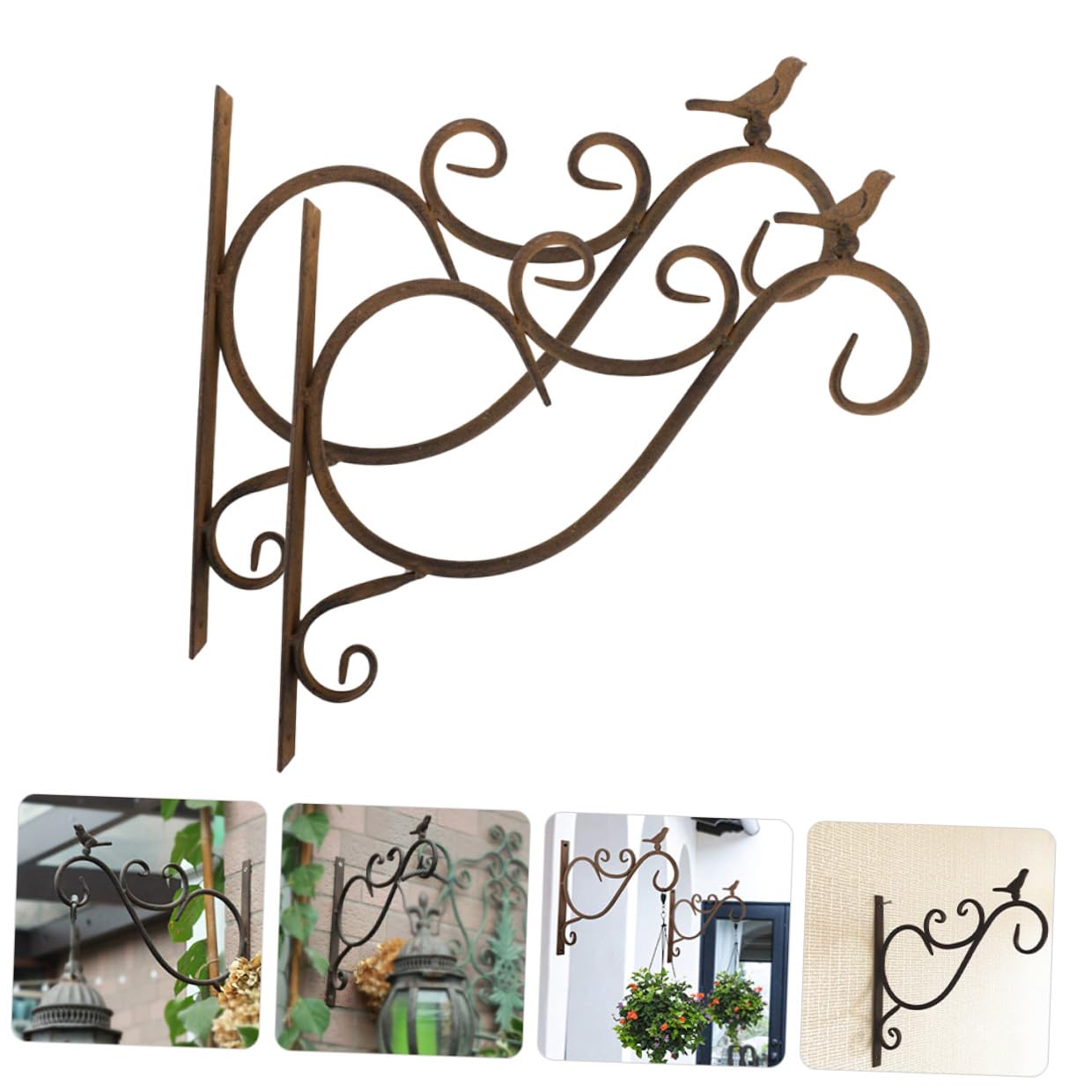 Soporte de Pared para Macetas Colgantes de Jardín Exterior de Soportes de Hierro Estilo Rústico para Plantas Balcón Patio y Decoración Hogar