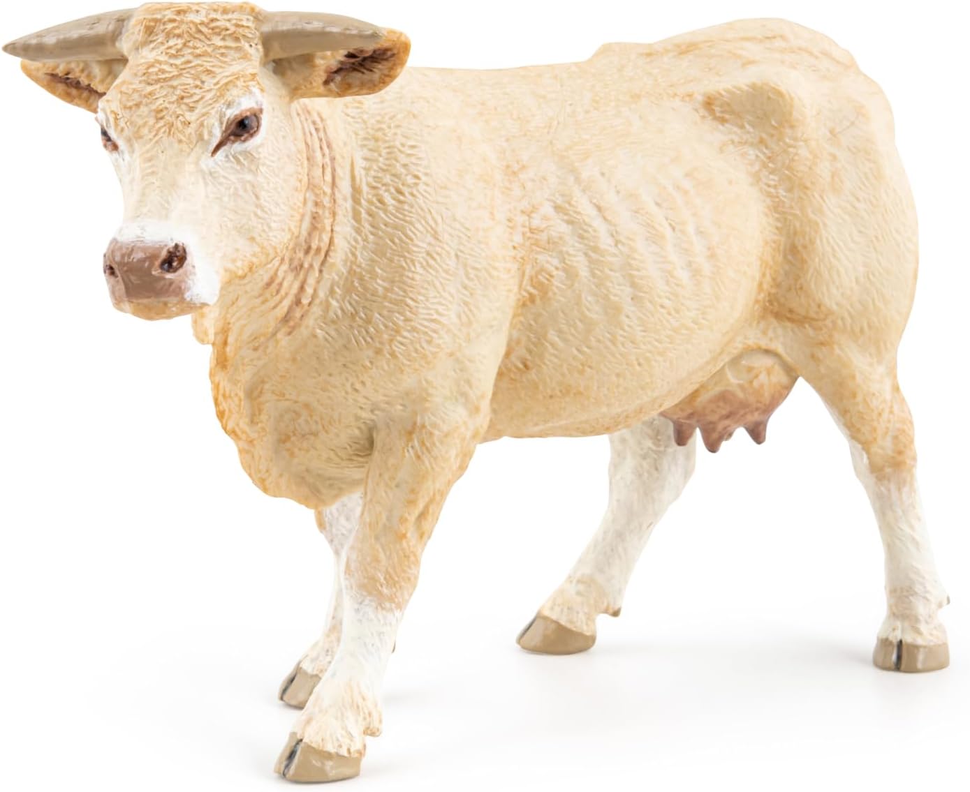 Papo - Realistic Blonde D’Aquitaine Cow Figure Toy for Kids - Ages 3+ - Farm Life Collection - Educational Play Farm Animals - Gift Idea Toy for Girls and Boys - 4.5 in X 1.6 in X 3.0 in