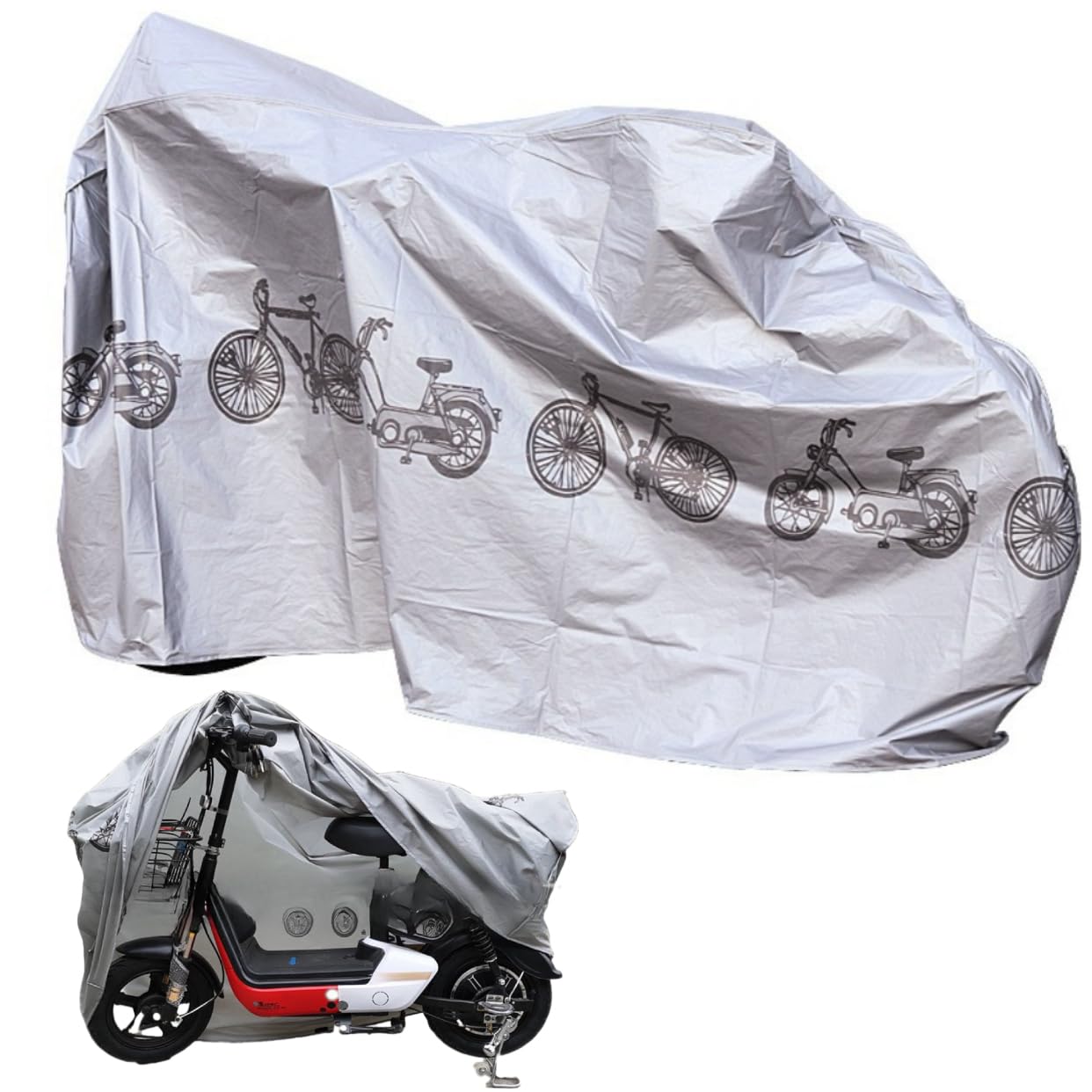 Copertura di protezione per bicicletta, impermeabile, resistente, 210 x 100 cm, per mountain bike, moto e auto elettrica, protezione anti polvere e raggi UV