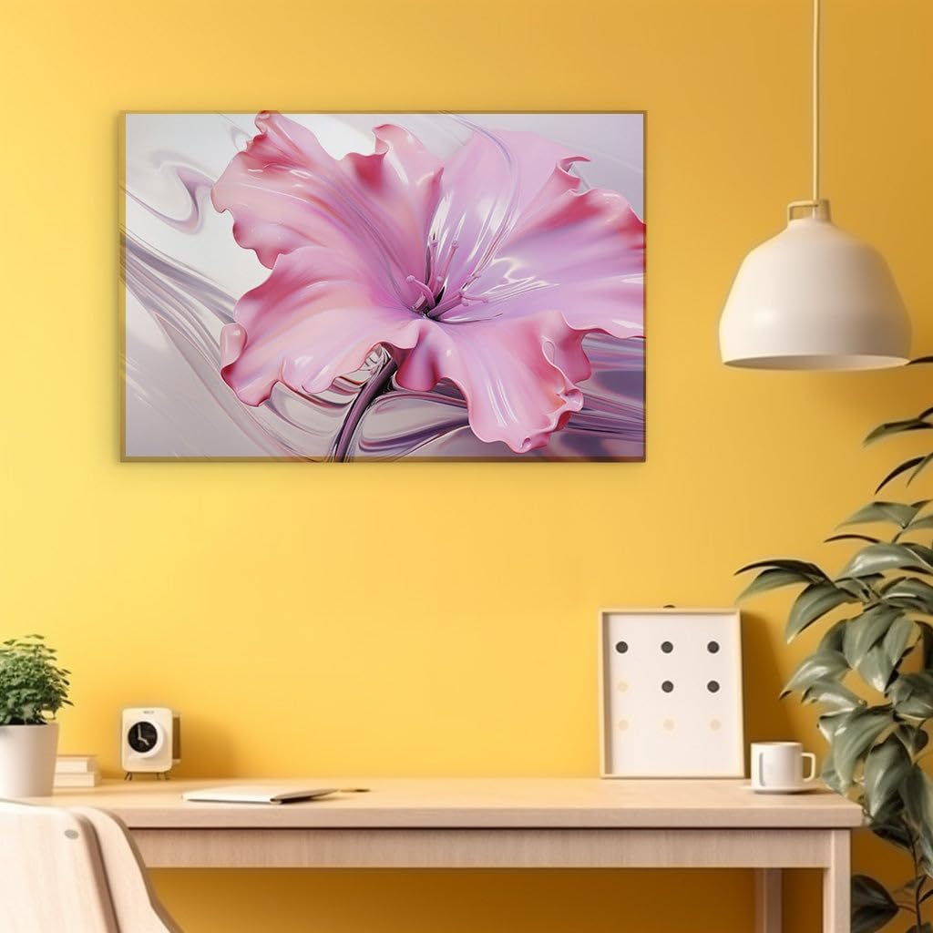 Canvas for Living room. Illuminating Beauty: The Abstract Pink Blossom That Radiates Artistry, 27 x 18 inch Canvas Wall Art - Contemporary Masterpieces - Modern Home Decor - 69x46 cm (27x18 inch)