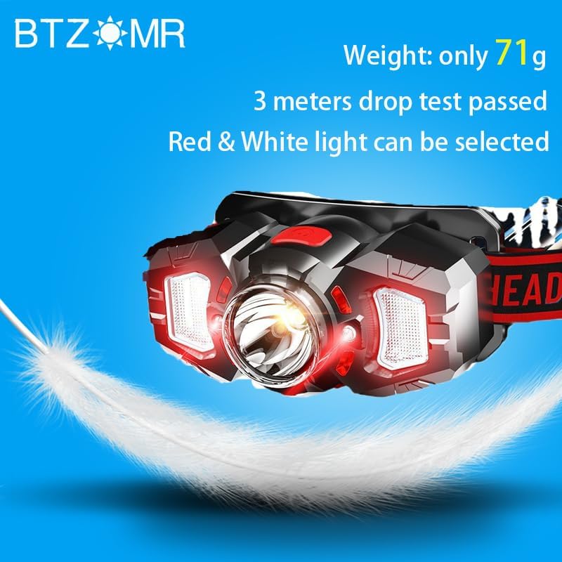 Miniatura 6 de 2 faros, faro LED blanco y rojo, ajustable de 70 hacia arriba y hacia abajo, 4 clips, interruptor de movimiento, 800 lúmenes, distancia de 500 pies