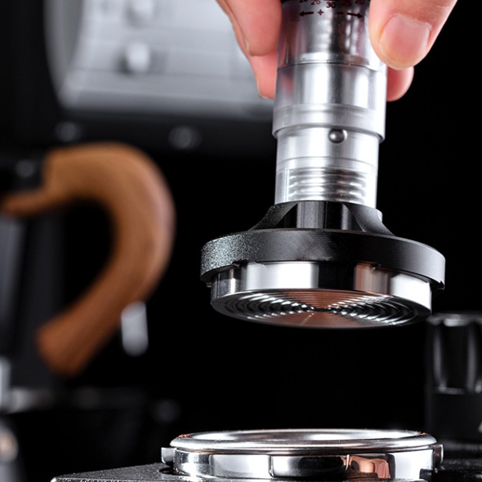 Zerodis Kaffee-Tamper 58 Mm, Federbelasteter Tamper mit Edelstahl-Wellenbasis für Barista-Kaffeezubehör zu Hause