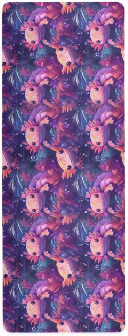 ALAZA Salamander Seaweed Bubbles Pattern Yoga Mat Non Slip Fitness Exercise Mat, Workout Mat for Yoga, Pilates and Floor Exercises