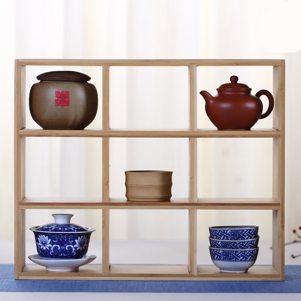 Amazon｜組み立て 飾り棚 竹製 格子ラックミニ 茶器 収納 (SH-9