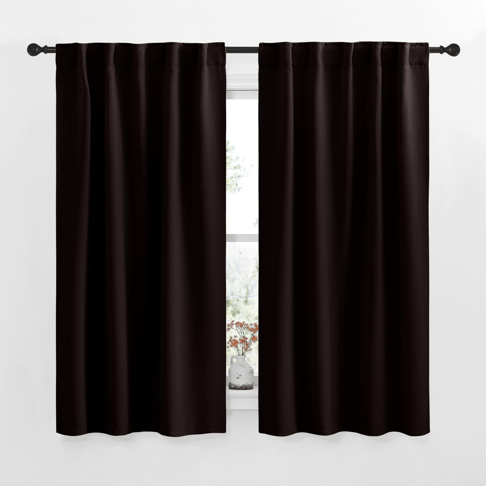 NICETOWN Blackout Window Curtains for Camper - (Toffee Brown Color) 34x48 Inch, 2 Panels Set, Thermal Insulated Room Darkening Blackout Drapes/Draperies with Rod Pocket &amp; Back Tab for Loft