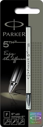 Parker Quink cartucho de tinta de repuesto para plumas de tinta de 5ta generación, punta fina, color negro, (S0958790), Negro