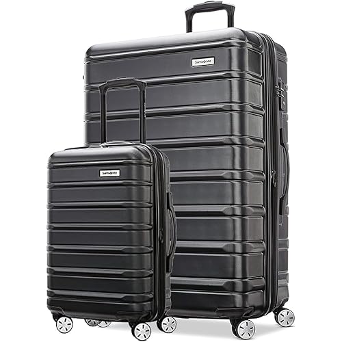 Samsonite Omni 2 Hardside Expandable Luggage with Spinner Wheels, 2-Piece Set (19/28), Midnight Black