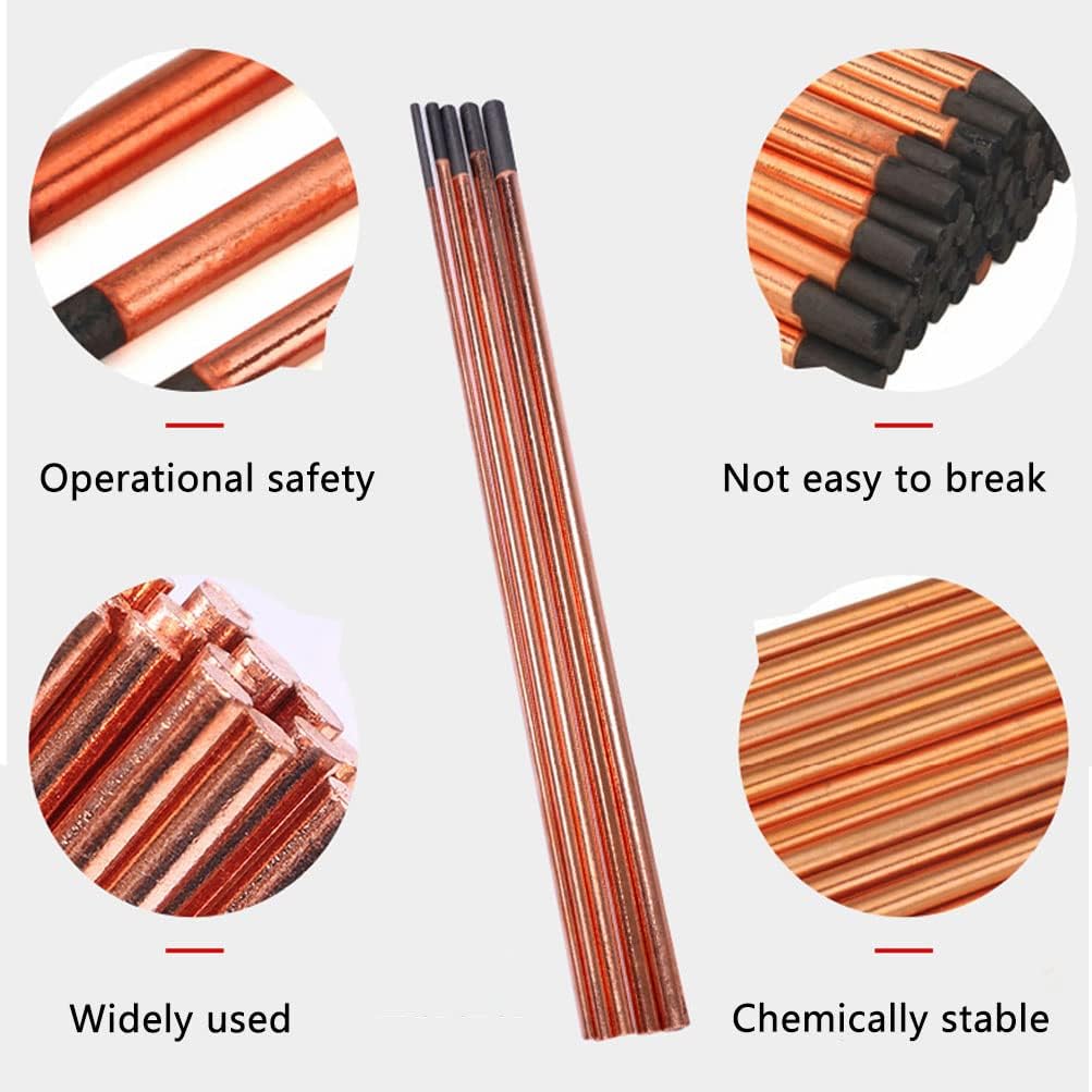 Arc-air Gouging Carbon Rods 0.28" x 13.98", Round Copper Coated Gouging Carbon Electrodes Diameter 7mm, Length 355mm(Package: 10pcs)