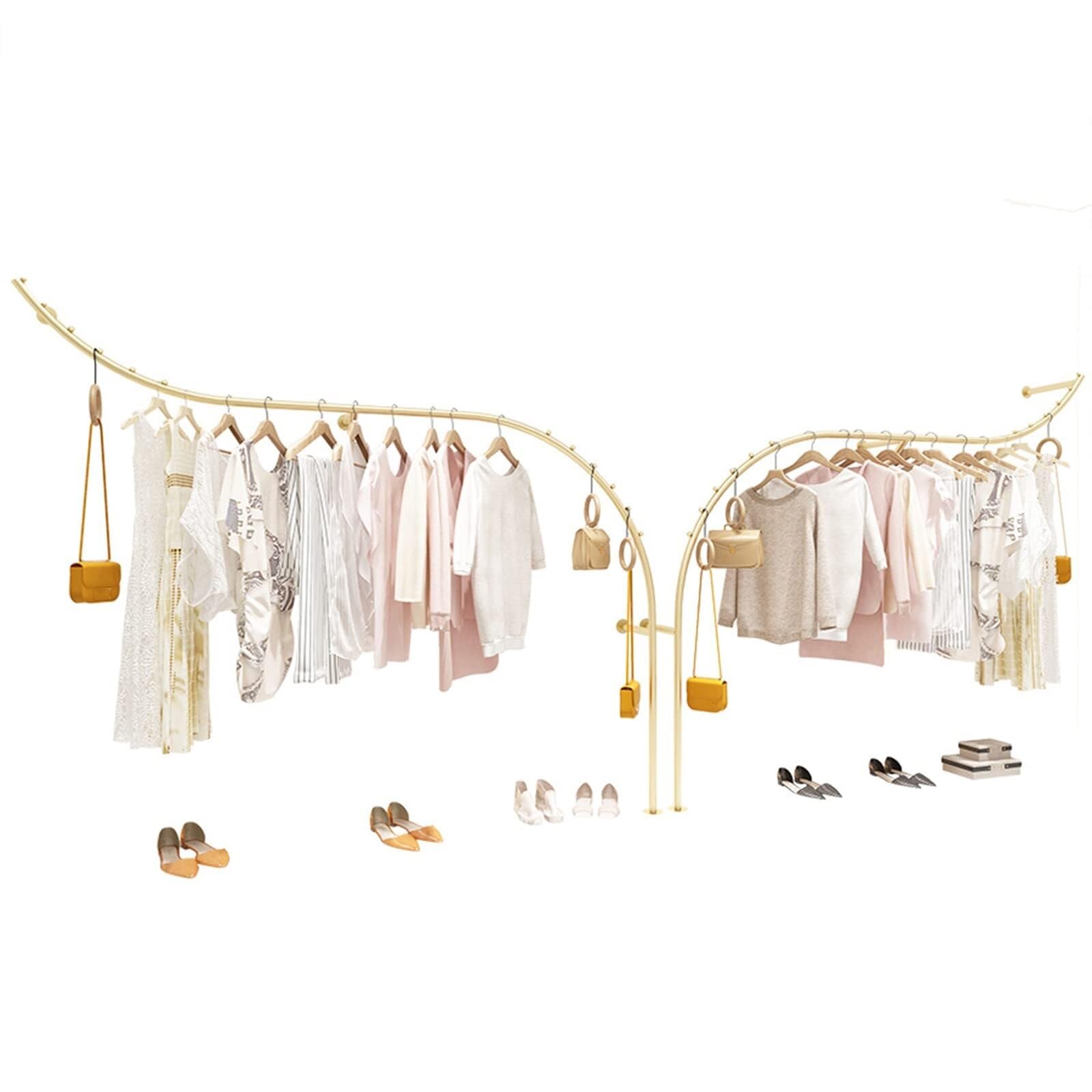 Wall-Mounted Industrial Pipe Garment Rack for Childrens Boutique Gold Silver Clothes Display Hanger Sturdy and Stylish Clothing Organizer