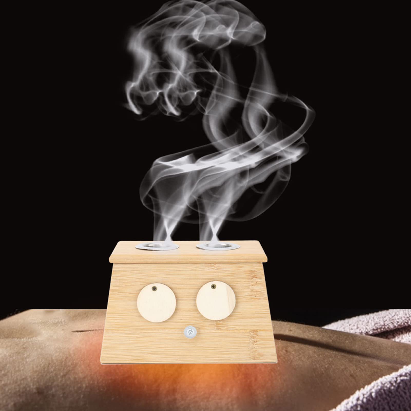 Boîte à moxa en bambou à 2 trous - Porte-rouleau de moxa en bambou naturel pour une guérison efficace - Convient aux bâtonnets de moxa de 14 à 18 mm - Outil de moxibustion durable et sûr