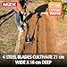 MZK 20V Cordless Tiller Cultivator with Steel Tines, 20 cm Wide Battery Powered Garden Cultivator, 360RPM Electric Tiller for Lawn/Gardening/Soil Cultivation (2 * 2AH Battery & Charger Included)