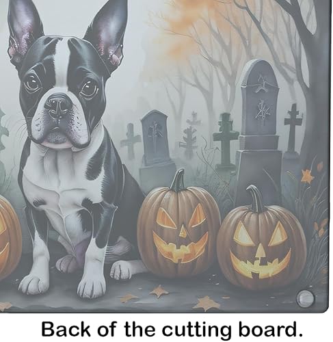 Miniatura 5 de Caroline's Treasures DAC2022LCB Boston Terrier Spooky Tabla de cortar de vidrio de Halloween Tabla de cortar y servir de vidrio templado decorativa