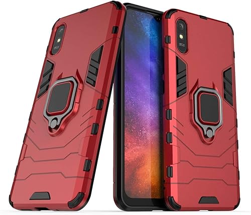 Miniatura 7 de LuluMain Compatible con Xiaomi Mi Redmi 9A, funda Redmi 9AT, soporte de anillo de metal a prueba de golpes (funciona con soporte magnético para