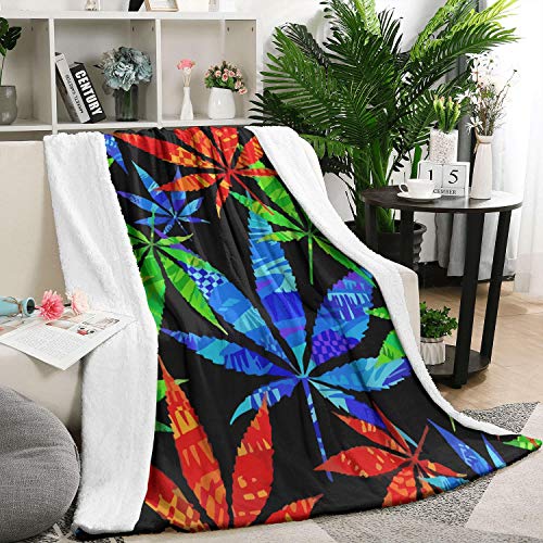 LHSCVJSEKL 59"x79" Nature Cannabis Audible Flannel Fleece Blanket Ultra Soft Blanket Microfiberfor Blanket