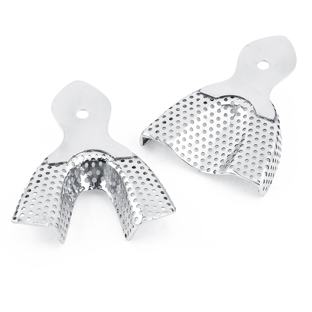 Plateaux dentaires-6 pièces en Acier Inoxydable Plateaux de Dents autoclavables dentaires Plateau d'empreinte Dentaire supérieur et inférieur