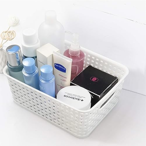 Miniatura 4 de Ponpong Cesta de plástico para estantes, contenedores de almacenamiento de ratán de plástico, 6 paquetes