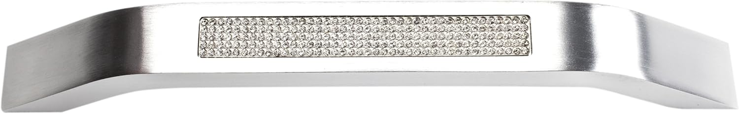 Atlas Homewares 3198 Crystal Collection 7.2-Inch Inset Crystal Long Pull, Matte Chrome