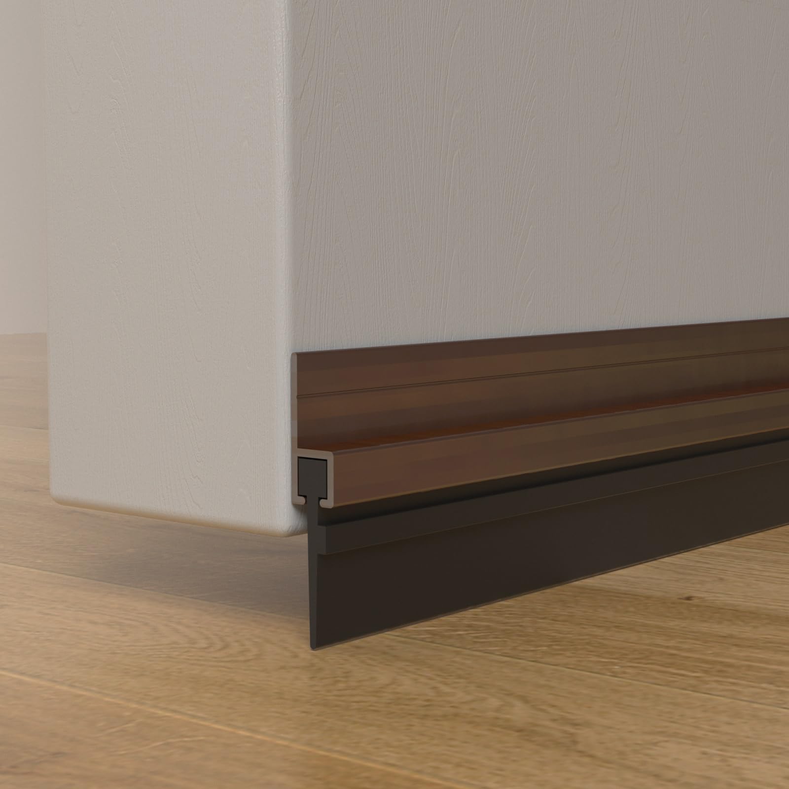 2 Pack Weather Stripping Door Seal, Cuttable Door Draft Stopper 39” Length, Strong Adhesive Aluminum Door Sweep for Exterior and Interior Doors (Brown)