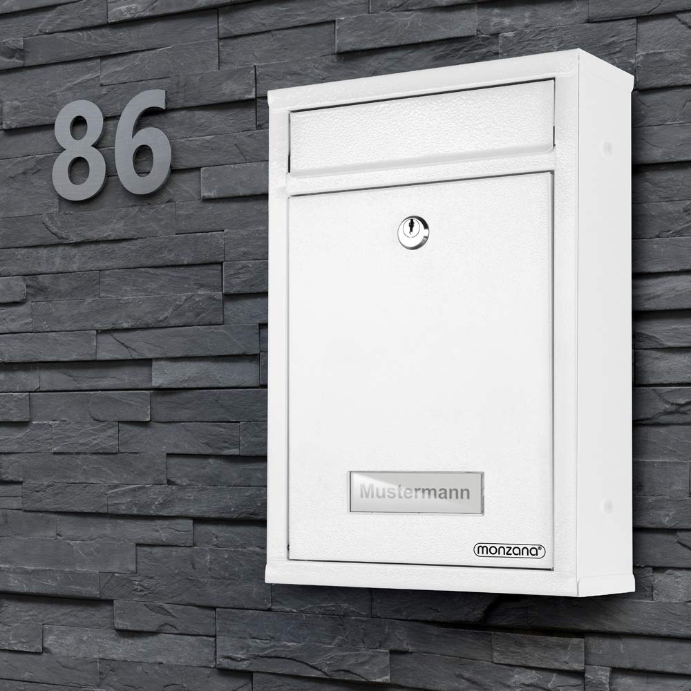 Deuba 6X Buzones de Correo Acero Sistema Buzón Pared Exterior 2 Llaves Ventana Placa Nombre Blanco