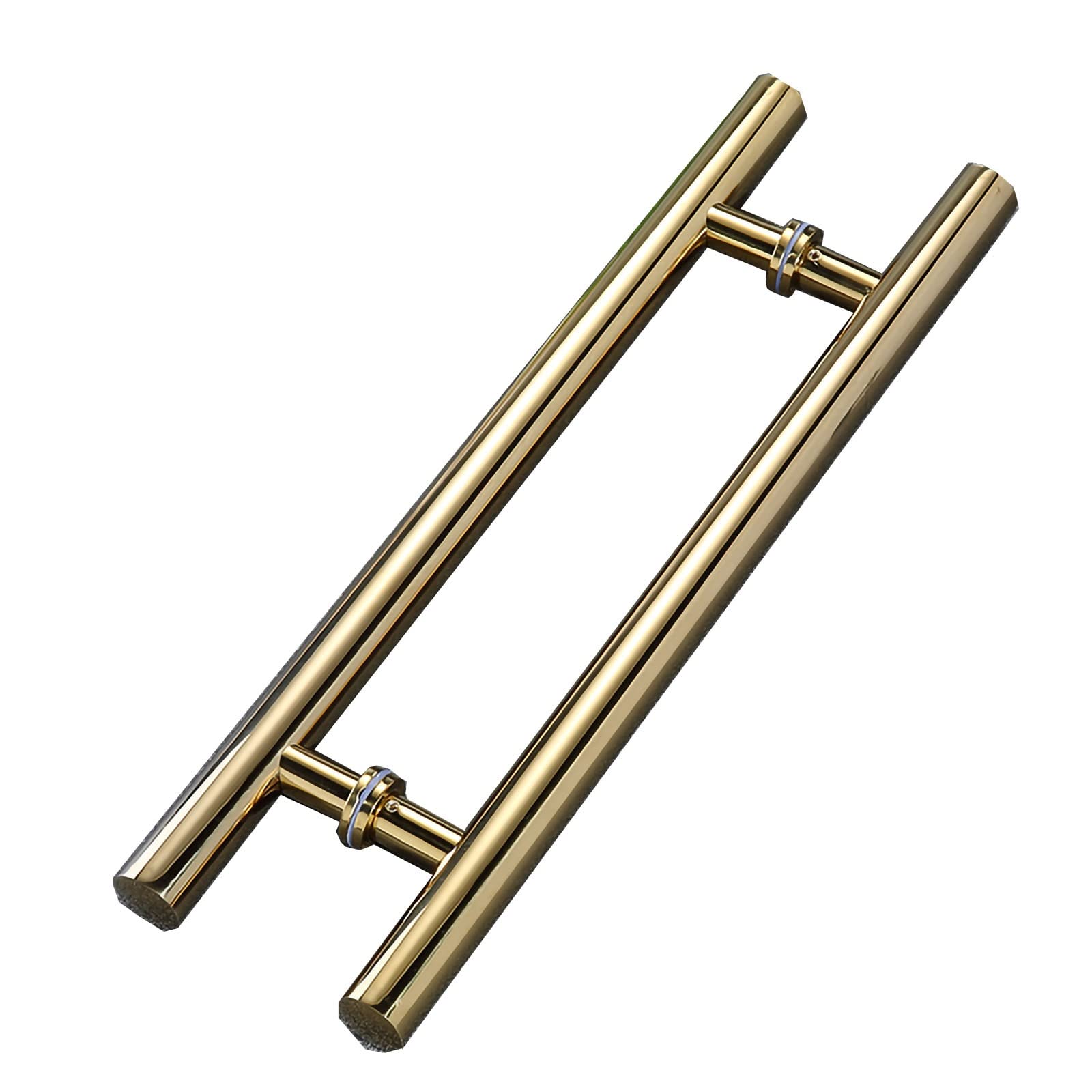 Stainless Steel Round Door Handle with Fittings, Commercial Door Handle for Sliding Door Shower Door Glass Door Wooden Door,3 Colors,Yellow Titanium-L:80cm(,Yellow Titanium-L:80cm(31.4in)/60cm(23.6in)