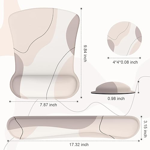 Miniatura 2 de iCasso Reposamuñecas 3 en 1 para teclado + reposamuñecas para mouse + posavasos, base de goma antideslizante, bonita alfombrilla para mouse fácil de