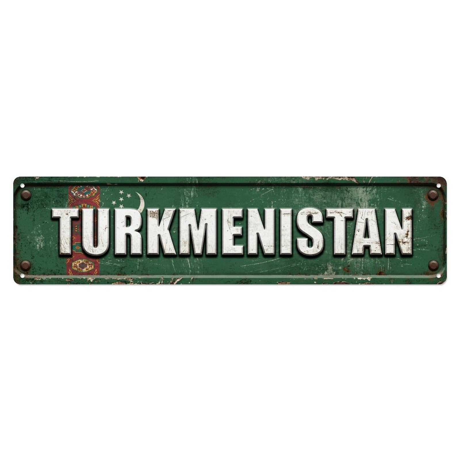 Metal Tin Sign Vintage Turkmenistan Flag Pattern