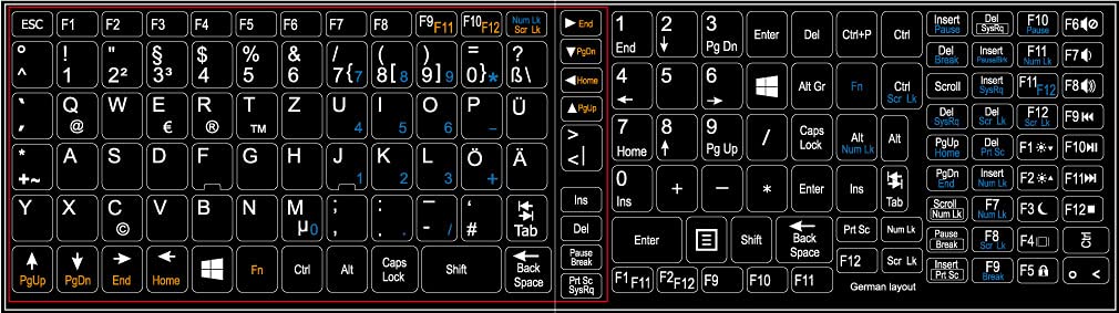 GERMAN NOTEBOOK NON-TRANSPARENT BLACK KEYBOARD STICKERS