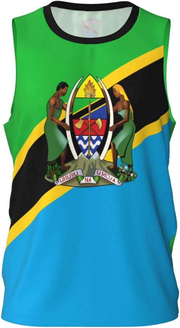 Tanzania Flag Basketball Jersey Sports 3D Vest Shirt for Men Running Fitness Training Team Jerseys