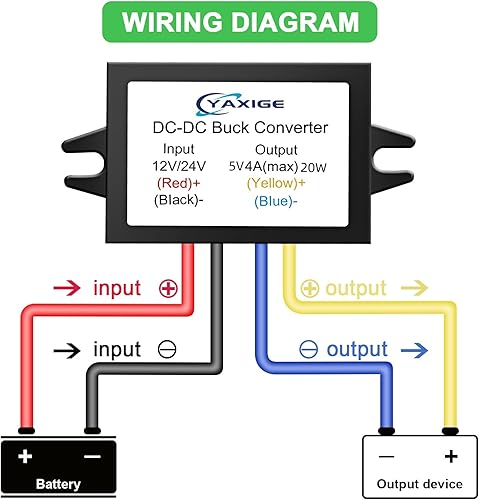 Miniatura 5 de DC-DC12V 24V a 5V 10A 50W Convertidor reductor Impermeable Módulo de alimentación del vehículo Adaptador de transformador reductor estabilizador de
