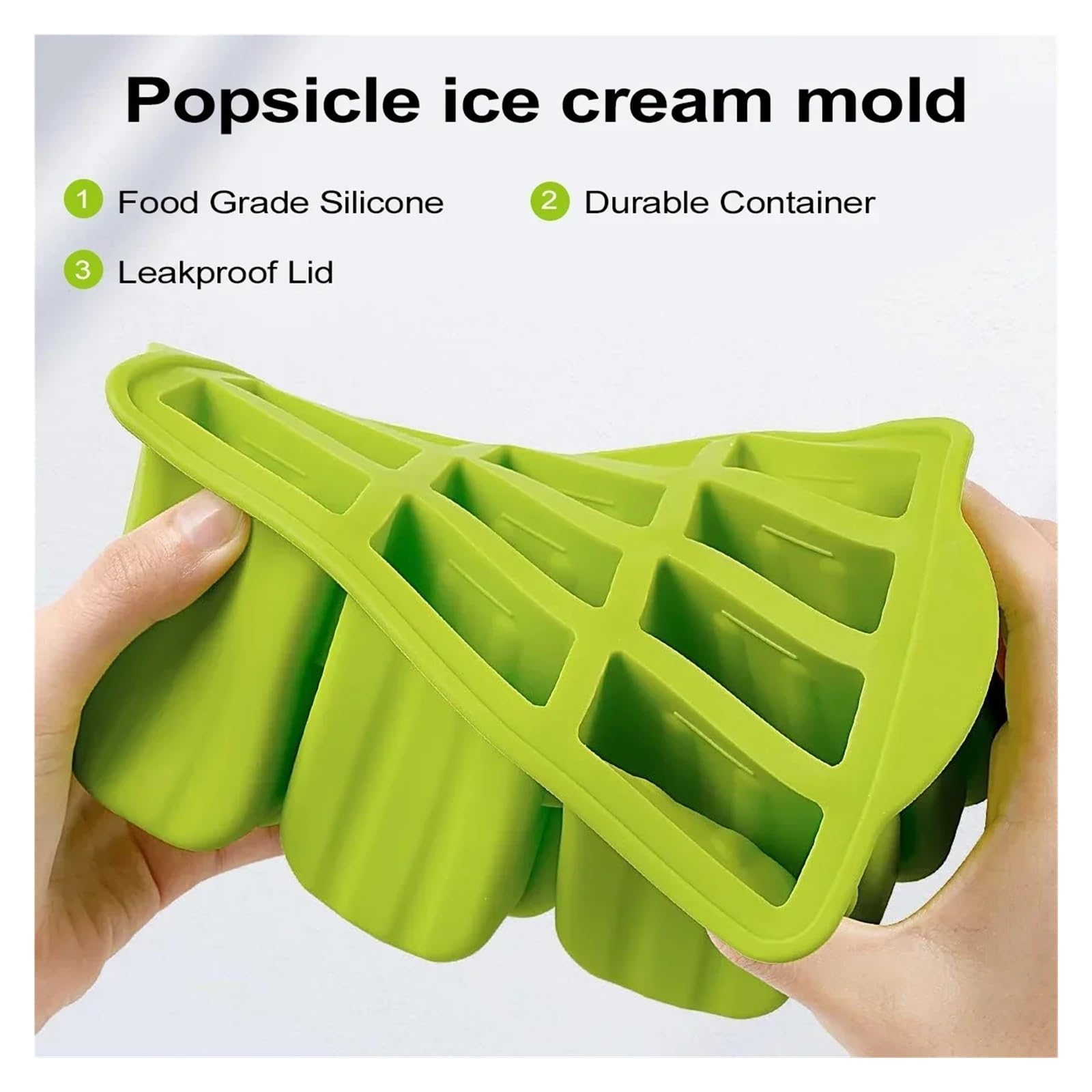 Moldes Helados Herramientas for helados de verano con palitos madera, moldes silicona for paletas, accesorios cocina, refrigerios for saciar la sed(Green A)