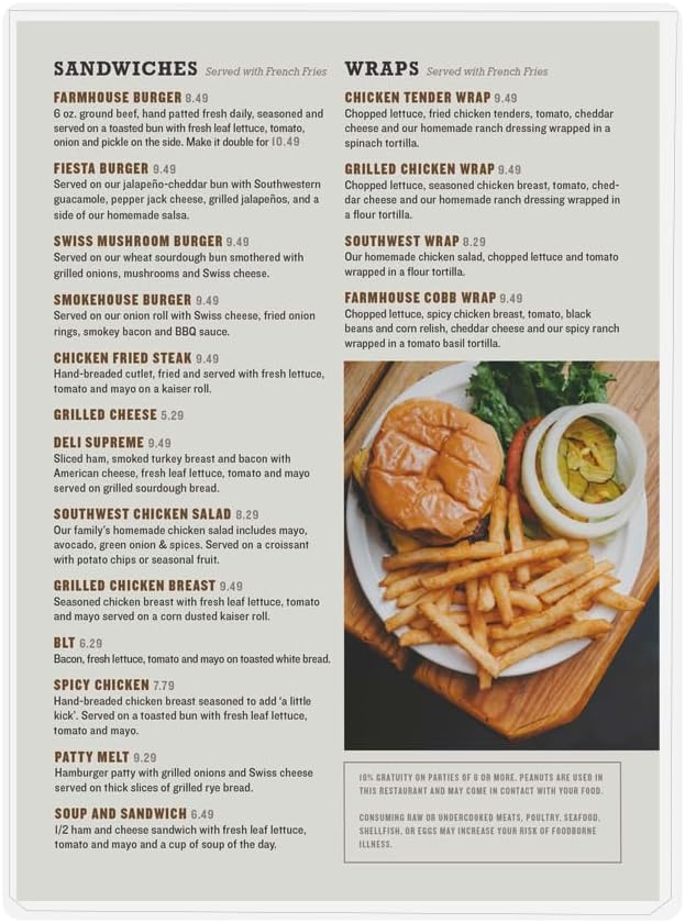 StoreSMART - Rigid Plastic Menu - 8.5" x 11" - 50-Pack - HPP812X11-MENU-50