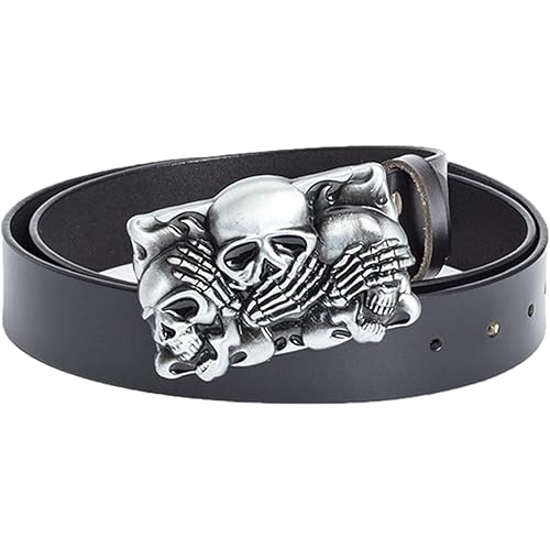 Skull PU Belt Vintage Gothic Leather Belts Black Brown Halloween Skeleton Belts