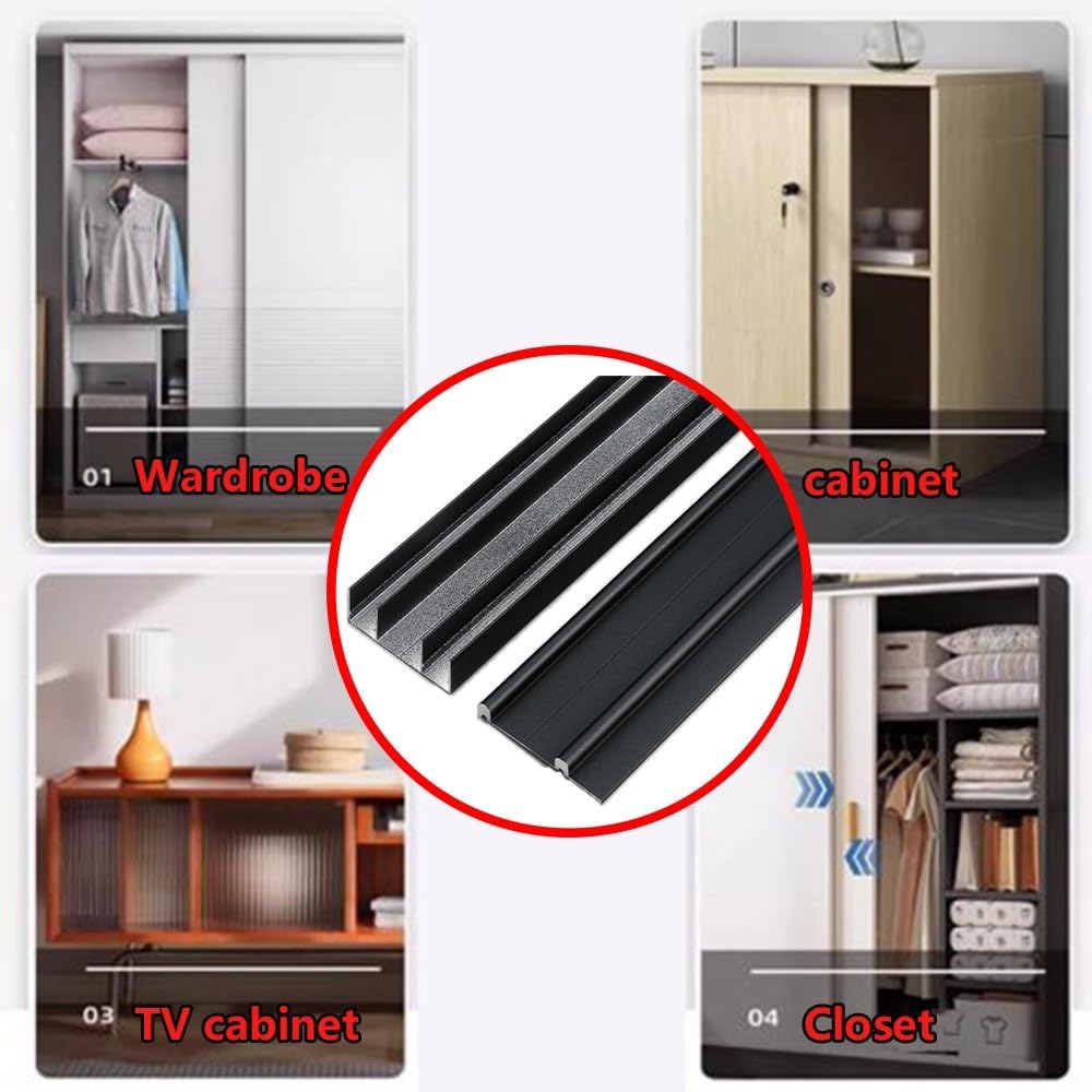 Sliding Closet Door Track, Double Bypass Room Divider Hardware Kit, Wardrobe with Silent Rollers for Cabinet Display Barn(Silver,100cm(39.3"))