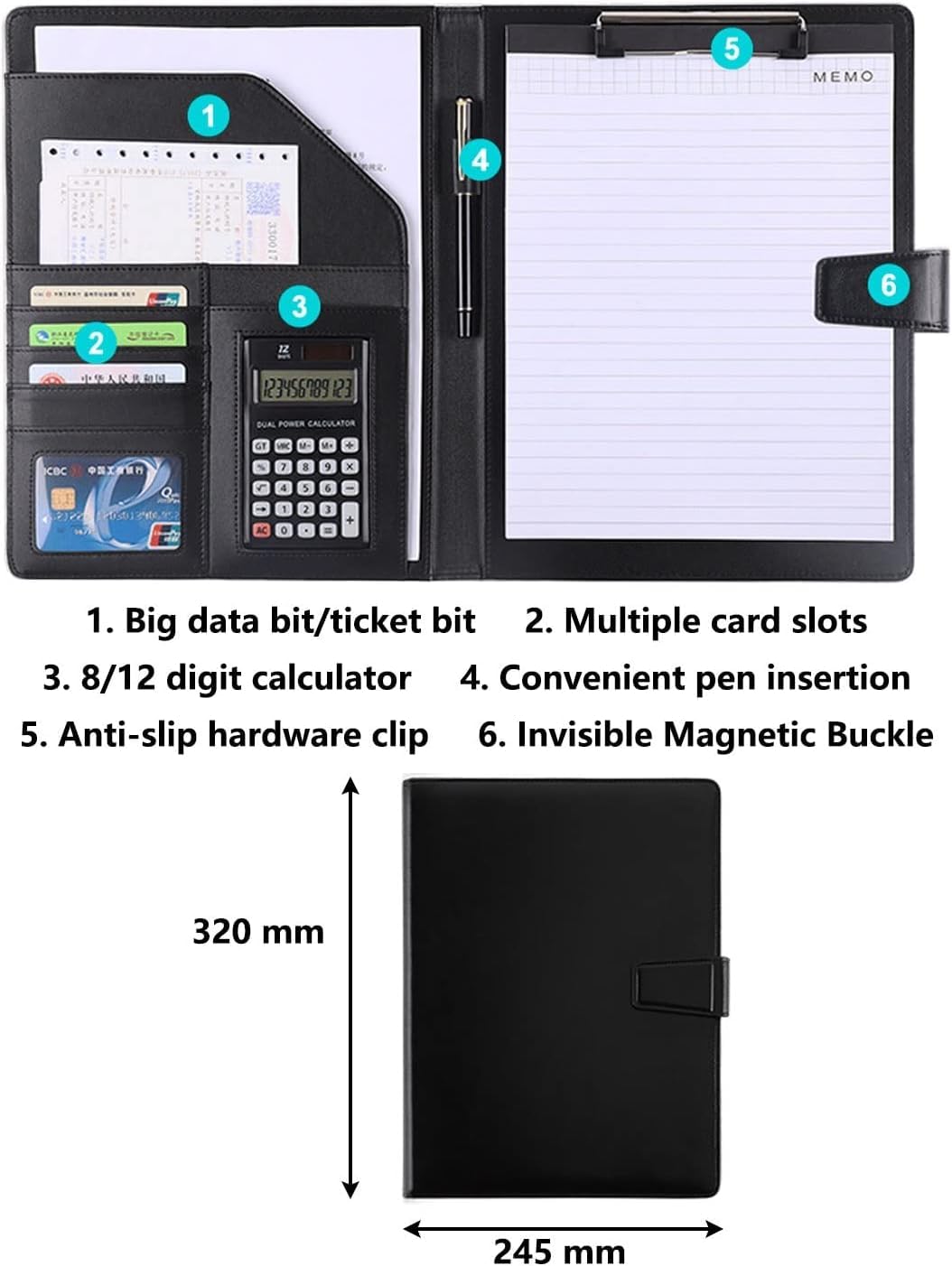 teczka, Ze schowkiem A4 dla mężczyzn i kobiet(Blue)