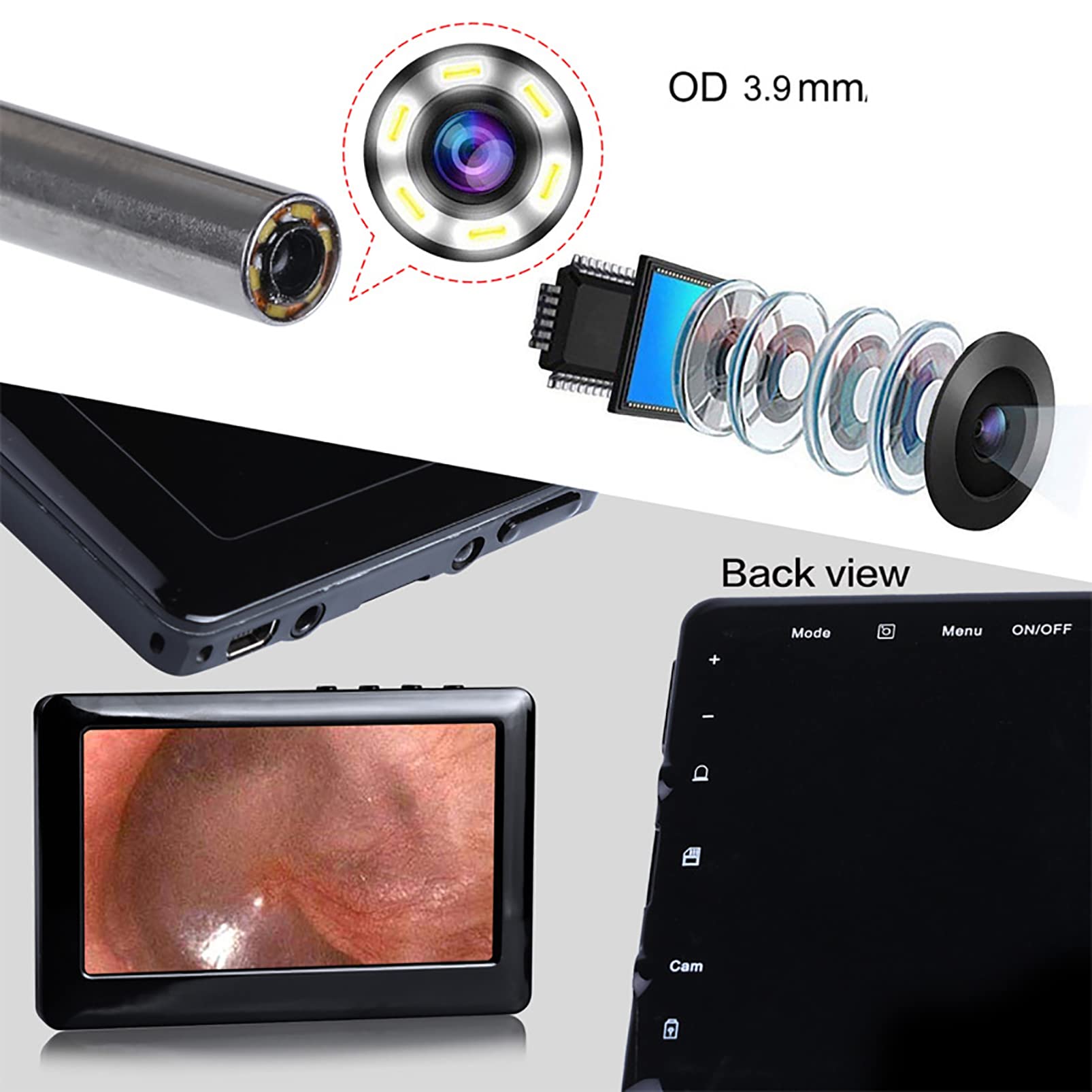 Otoscopio de Eliminación de Cera de Oído con Lente de 3,9 Mm, Limpiador de Oídos con Cámara Endoscopio de Eliminación de Cera de Oído de Otoscopio Inalámbrico con 6 Luces LED