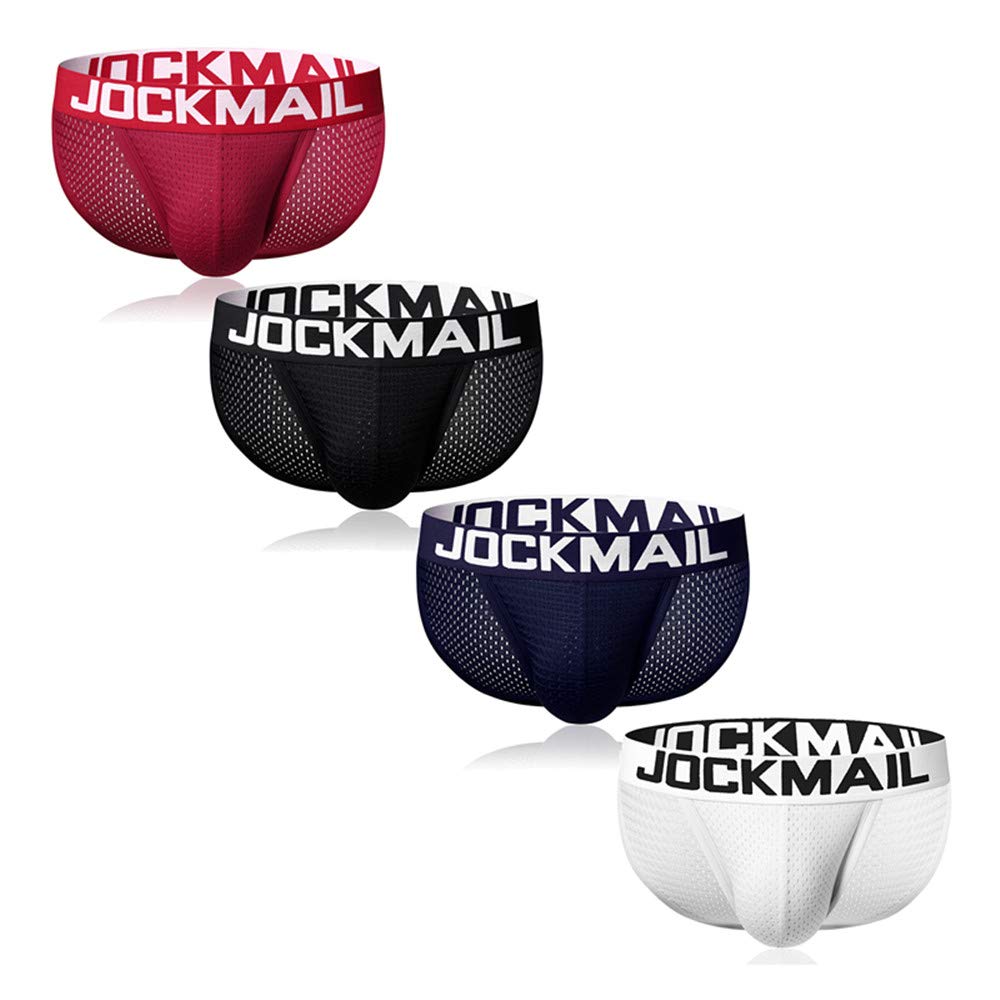JOCKMAIL4pcs/Pack Mens Underwear Briefs Mesh Low Waist Comfortable Soft Briefs Underpants