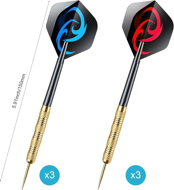 Steel Tip Darts Set Professional Darts Set 14g Metal Dart Set for Beginners and Hobbyists 6 Pack