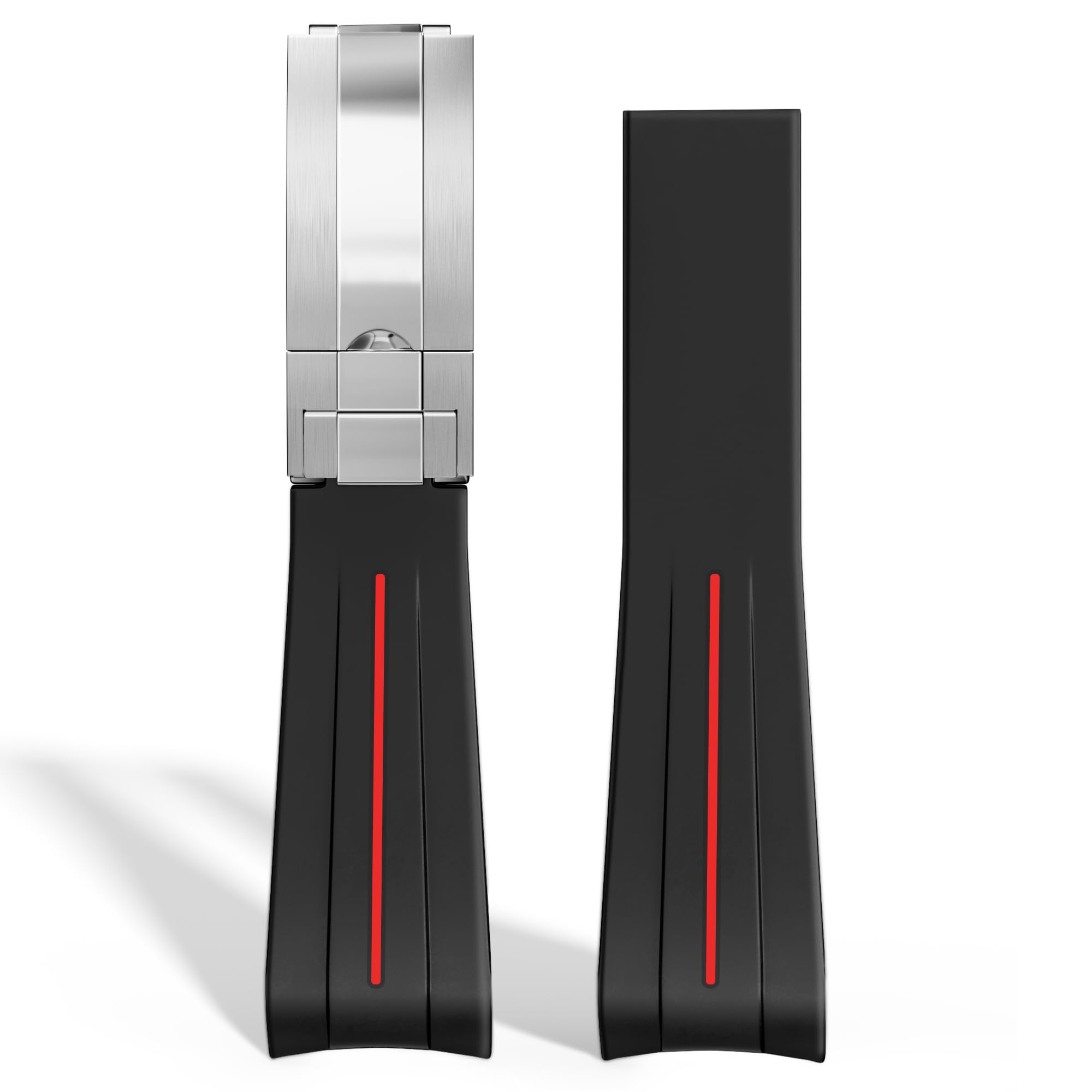 Rubber Watch Strap for Rolex Rubber Band 20mm for Men & Women Watches-Replacement Curved Lug End Watch Strap ?Red line?