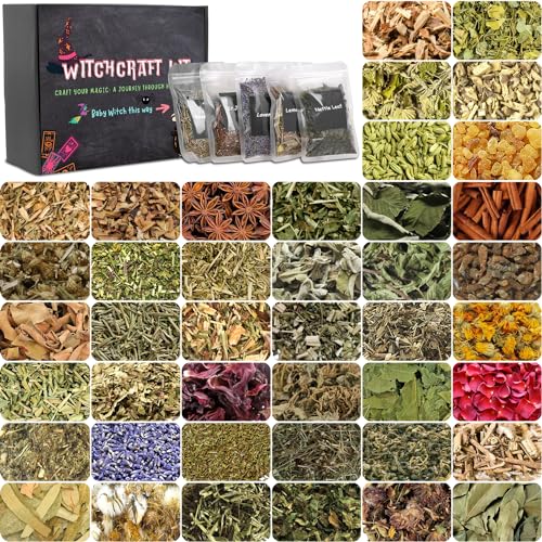 42Pcs Set Dried Herbs Witchcraft Supplies kit, Witchy Herbs and
